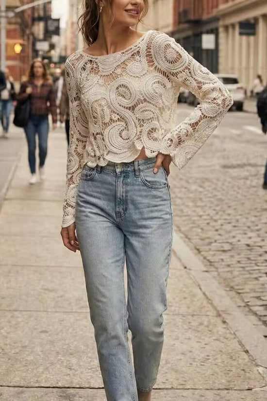 Intricate Lace Long Sleeve Top