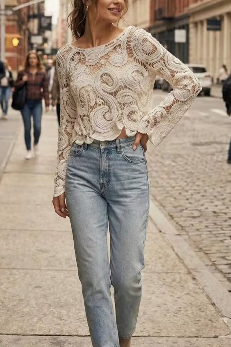 Intricate Lace Long Sleeve Top