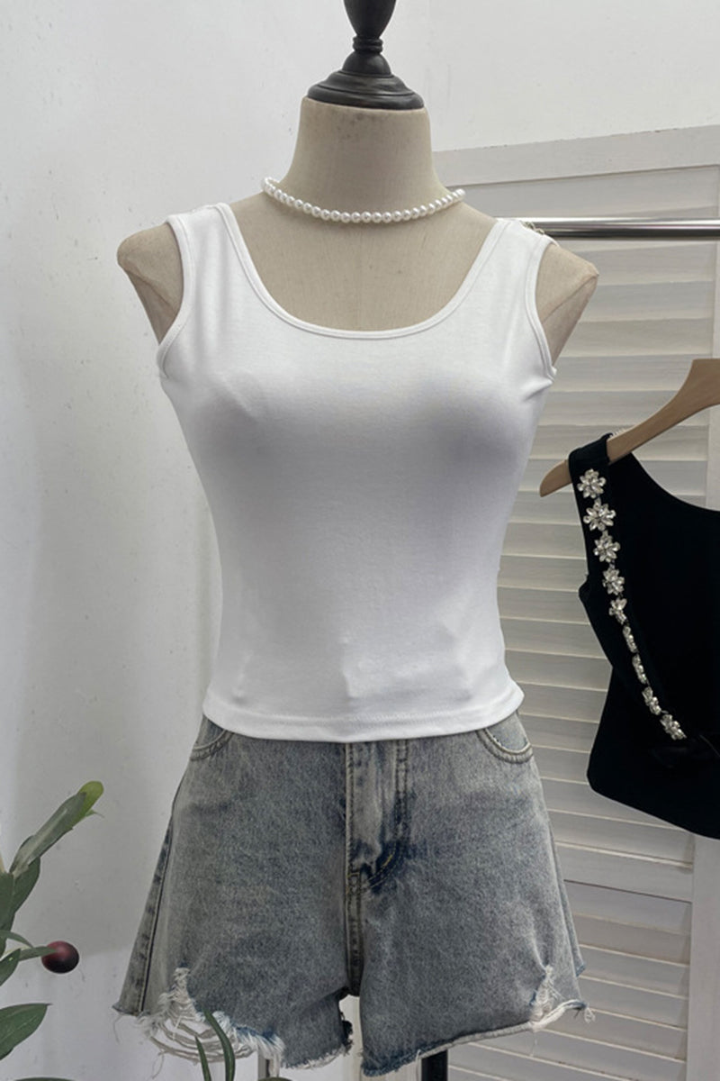 Floral Embellished Sleeveless Tank Top