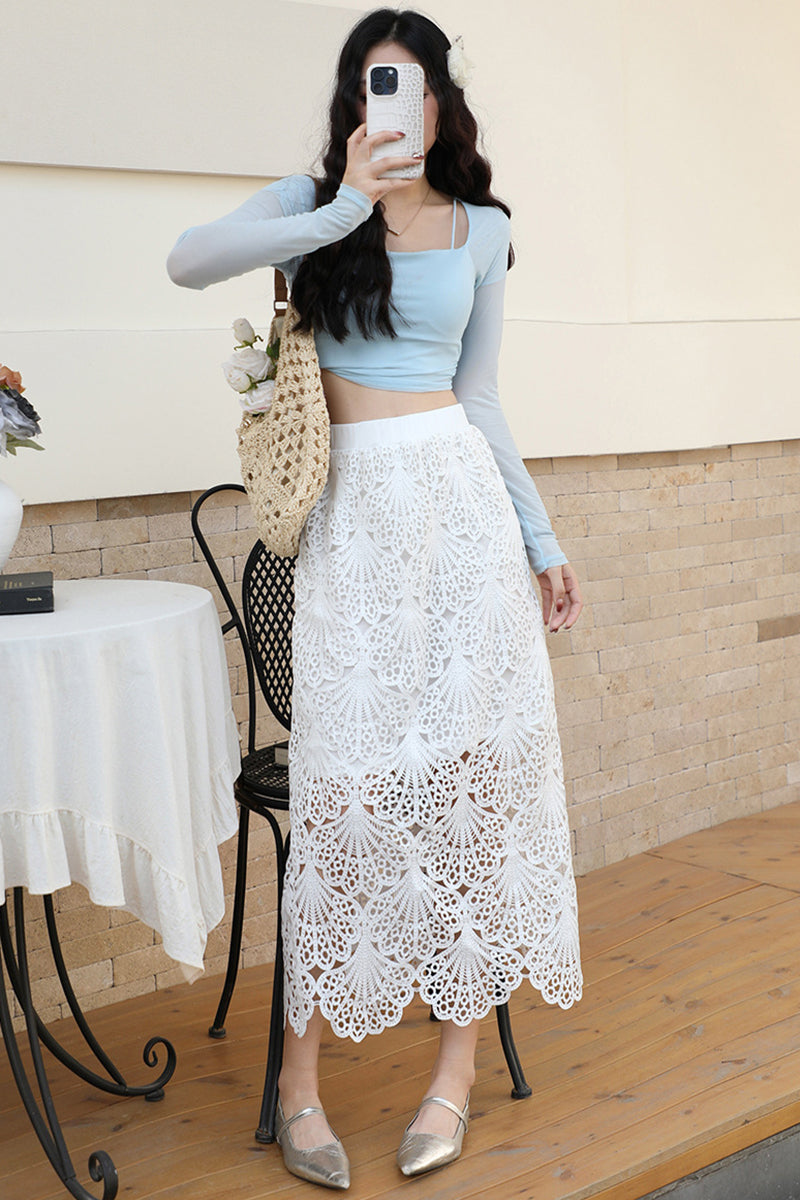 Elegant Crochet Midi Skirt