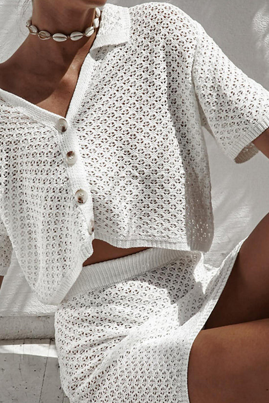 Crochet Button-Up Skirt Set