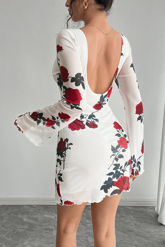 Floral Long Sleeve Bodycon Dress