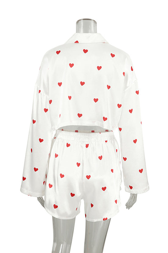 Heart Pattern Crop Pajama Set