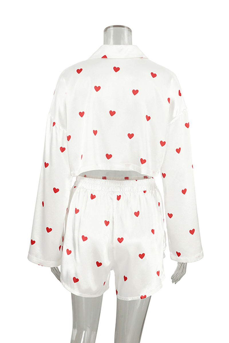 Heart Pattern Crop Pajama Set