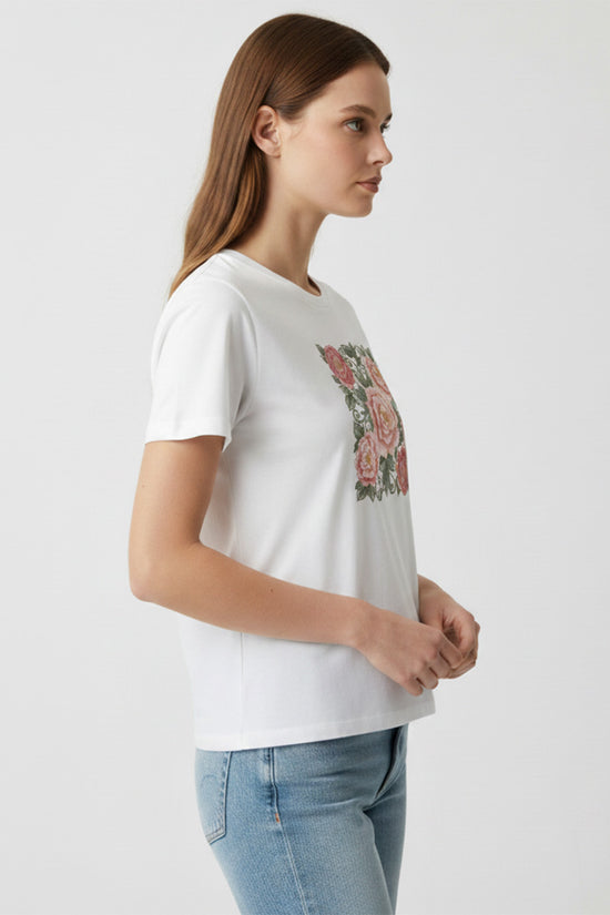 Garden Rose Embroidered T-Shirt