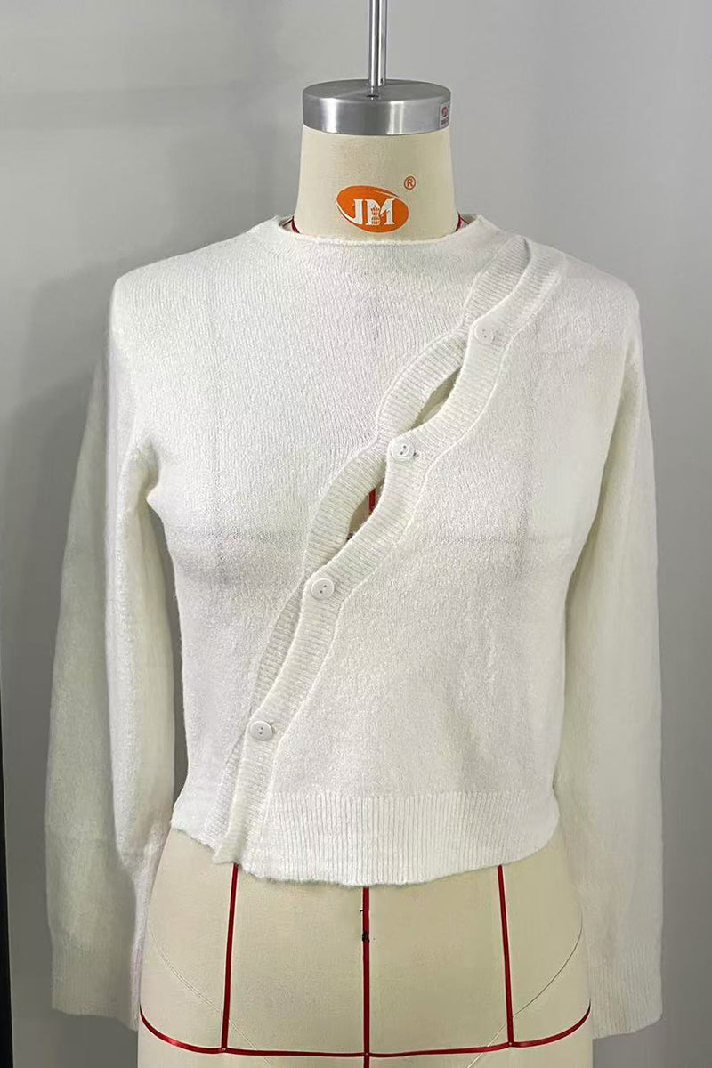 Stylish Cutout Button-Up Cardigan