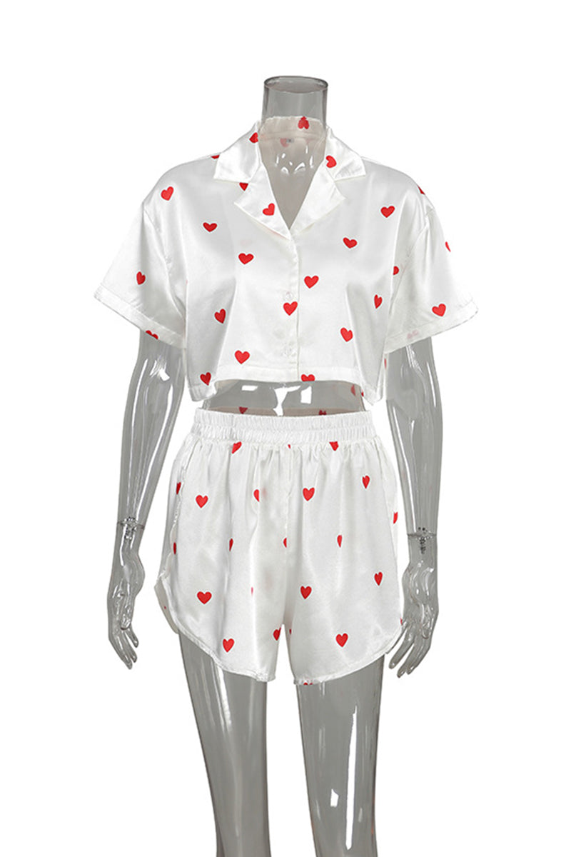 Heart Print Pajama Set