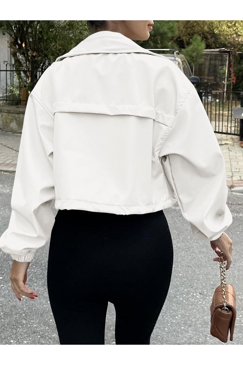 Cropped Zip-Up Drawstring Jacket