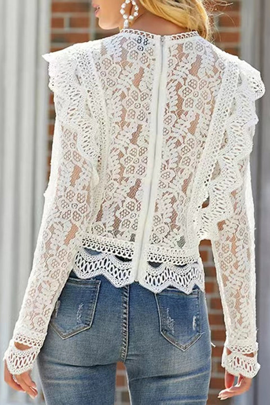 Elegant Ruffled Lace Blouse