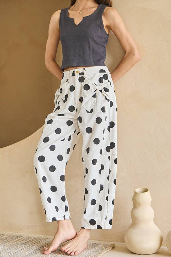 Polka Dot Straight Jeans