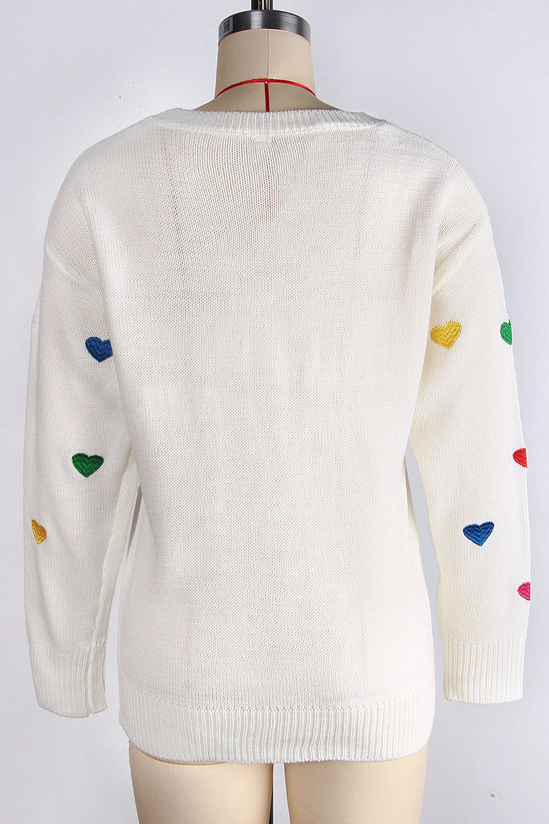 Heart Pattern Long Sleeve Sweater