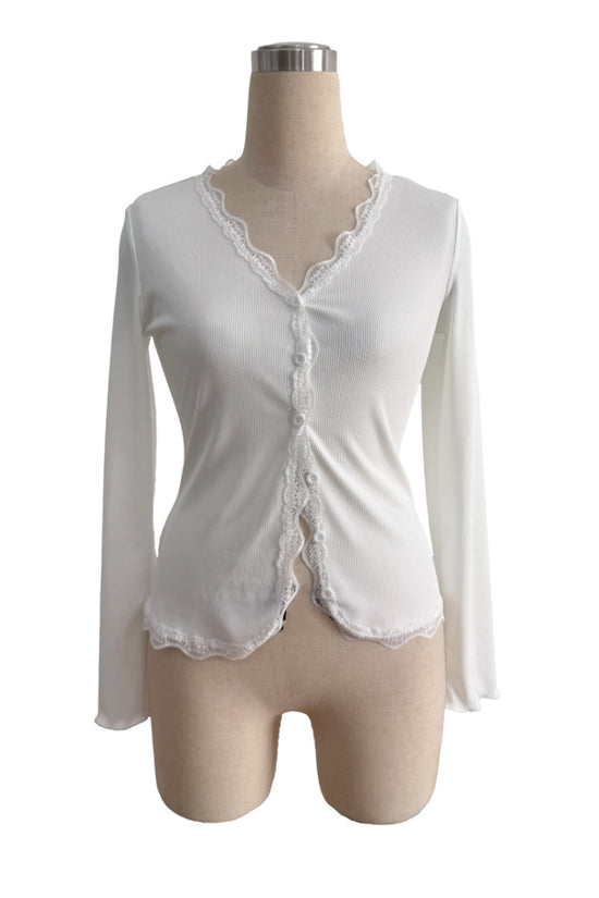 Elegant V-Neck Buttoned Blouse