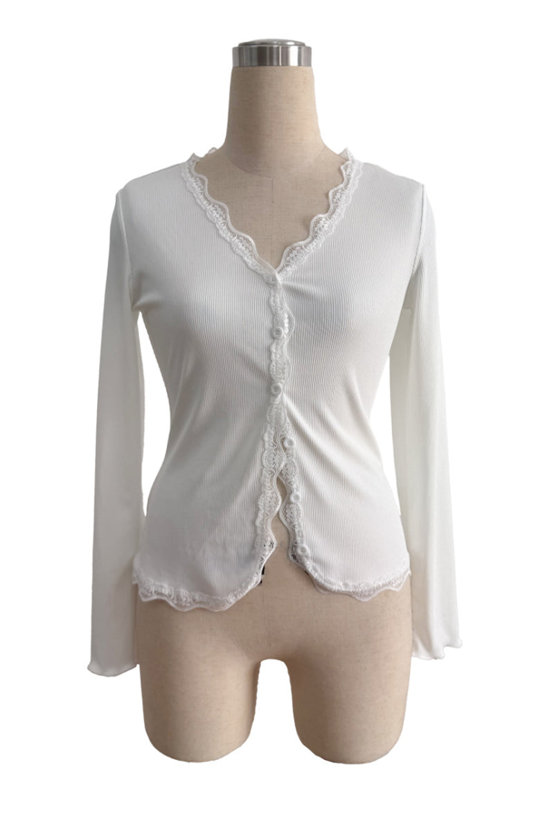 Elegant V-Neck Buttoned Blouse