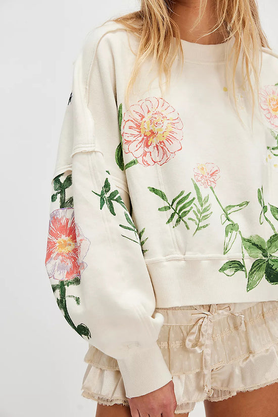Floral Patterned Oversized Sweatshirt