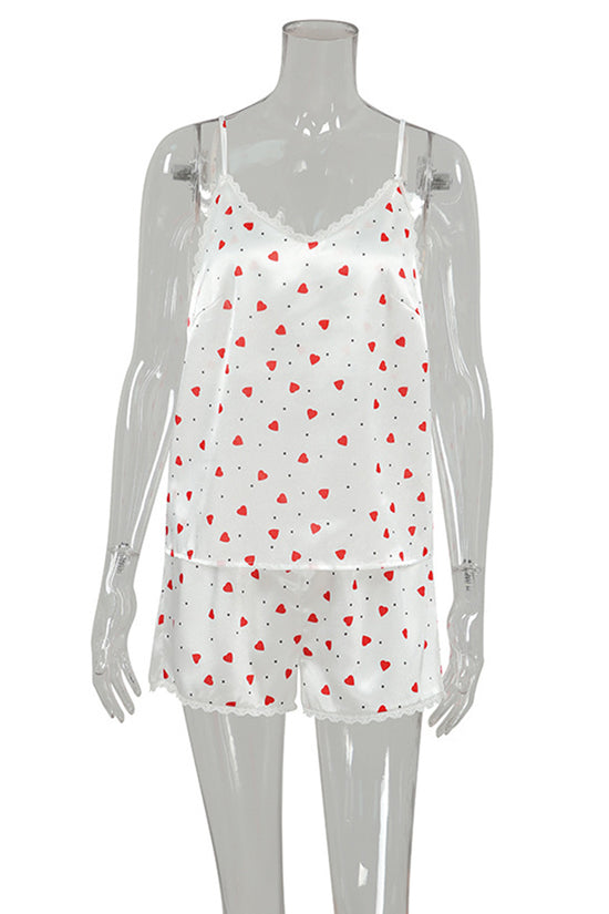 Heart Print Sleeveless Pajama Set