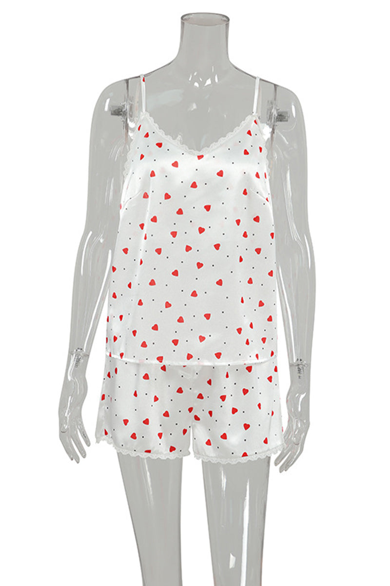 Heart Print Sleeveless Pajama Set