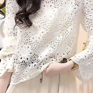 Crochet Lace Sleeve Sweater