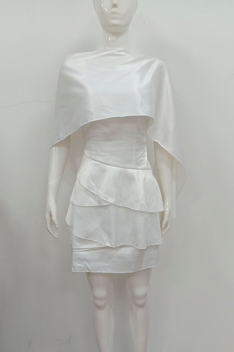 Elegant Layered Cape Mini Dress