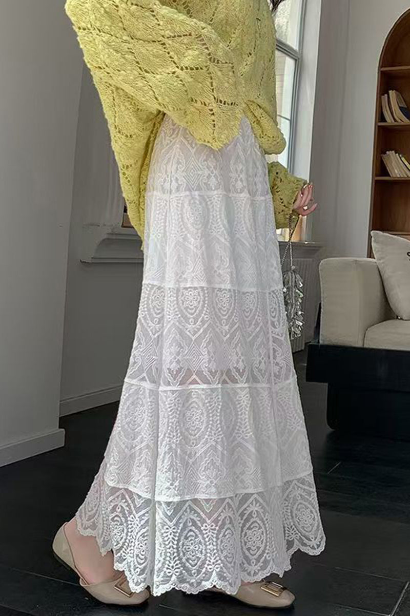 Elegant Sheer Lace Skirt