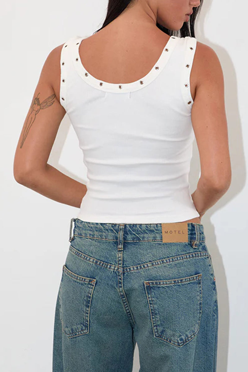 Studded Scoop Neck Tank Top