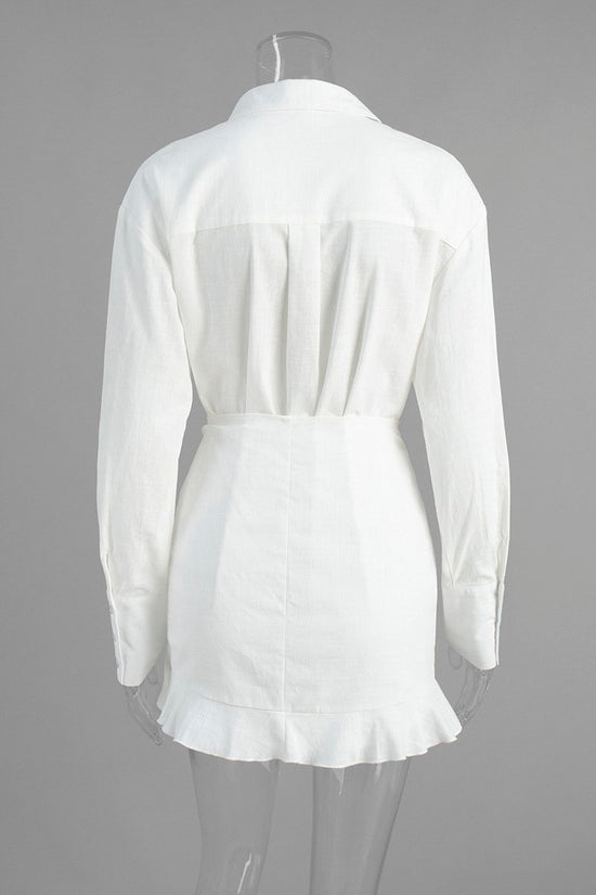 Collared Knot Front Casual Shirt Dress