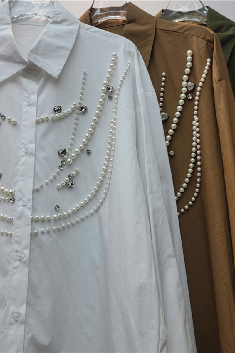 Embellished Button-Up Blouse