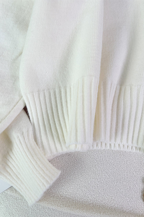 Geometric Trim Off-Shoulder Knit Sweater