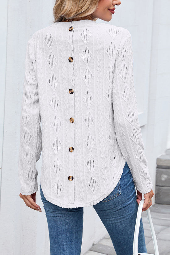 Textured Long Sleeve Casual T-Shirt