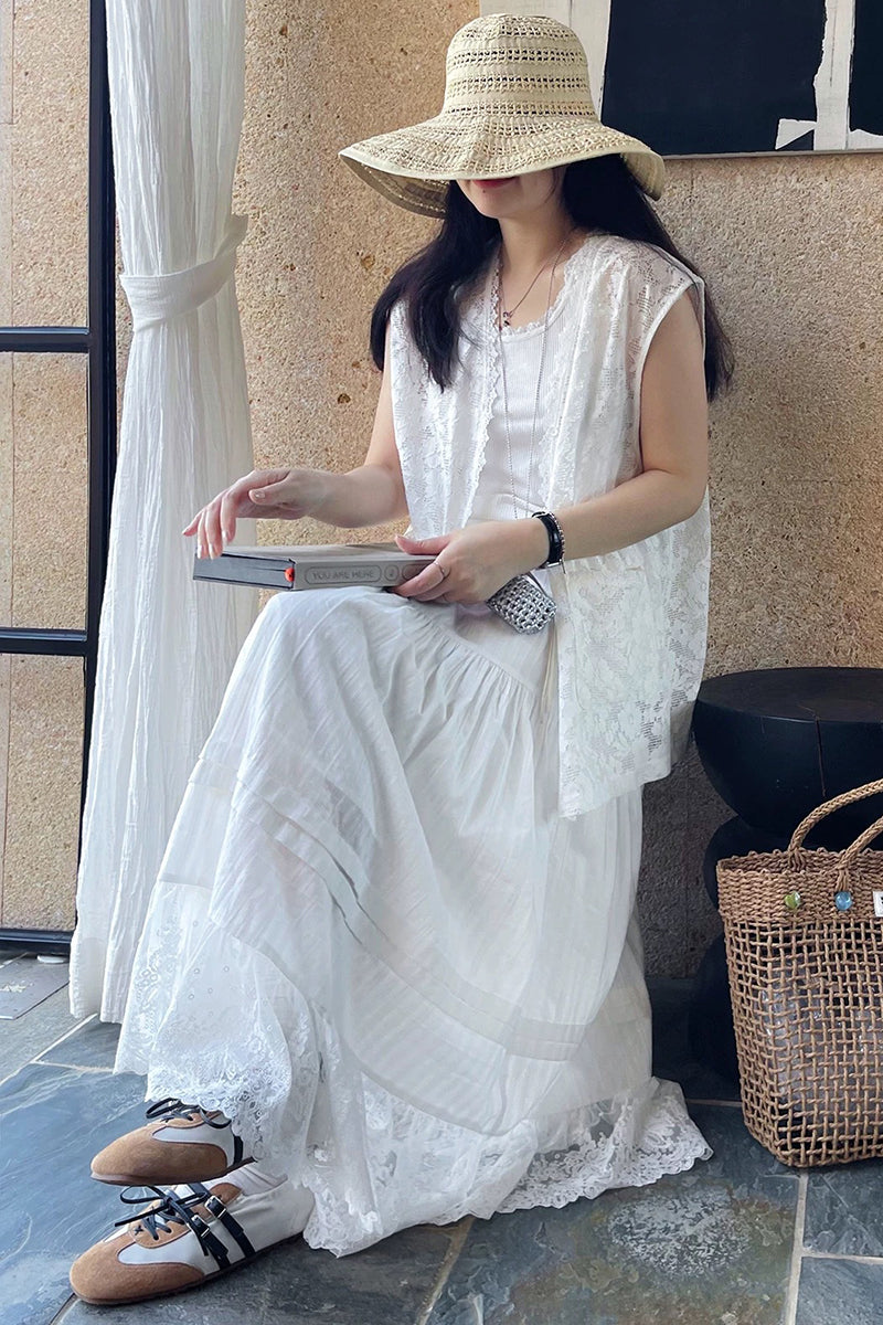 Elegant Lace Midi Skirt