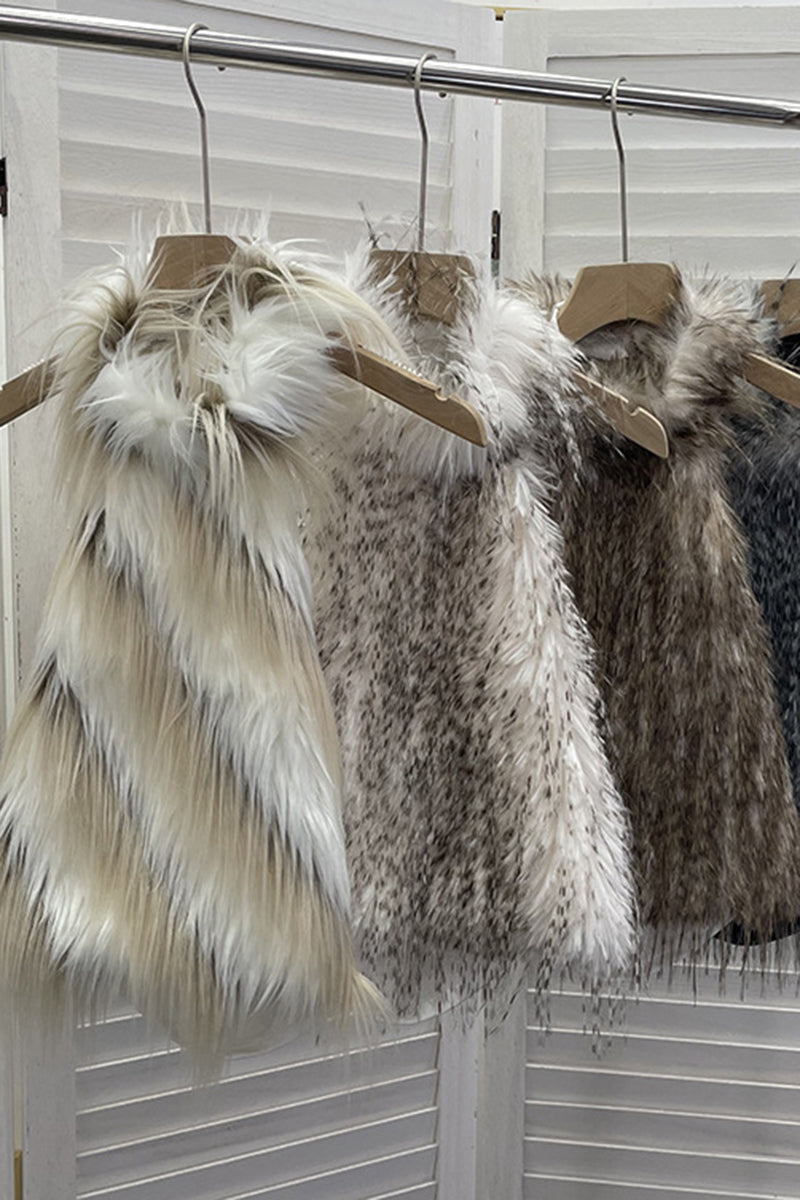 Faux Fur Sleeveless Halter Top