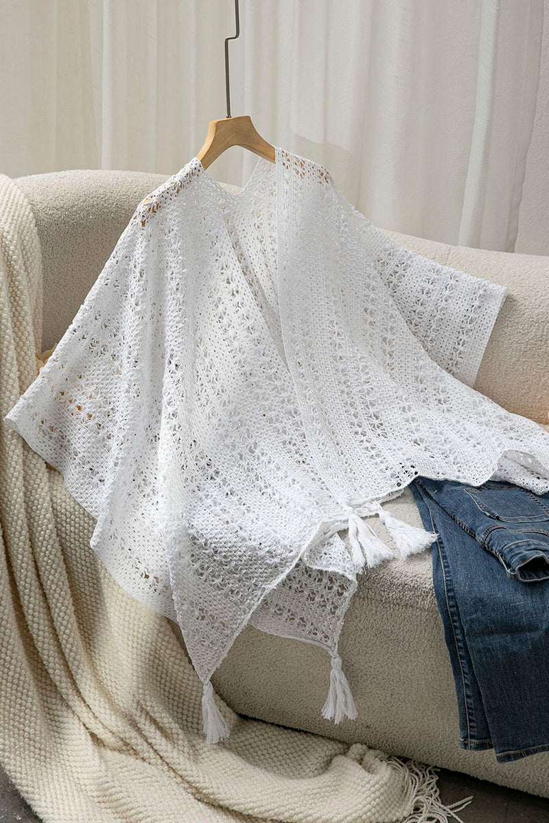Textured Fringe Open-Front Shrug