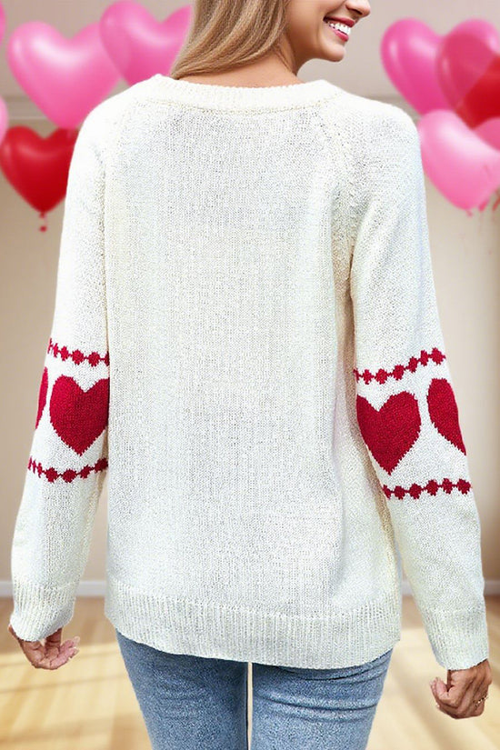 Heart Patterned Long Sleeve Sweater