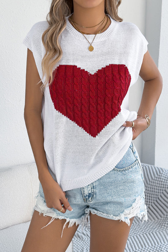 Heart Pattern Knit Sweater Vest