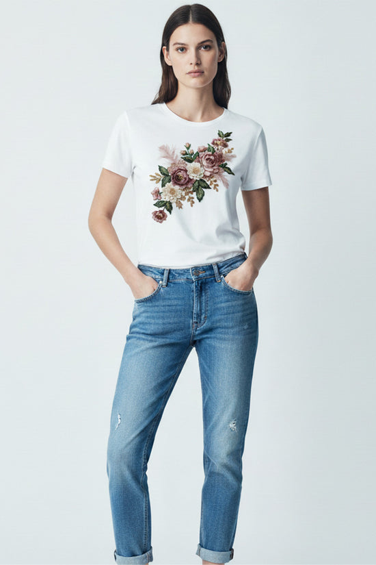 Romantic Bloom Embroidered T-Shirt