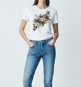 Romantic Bloom Embroidered T-Shirt