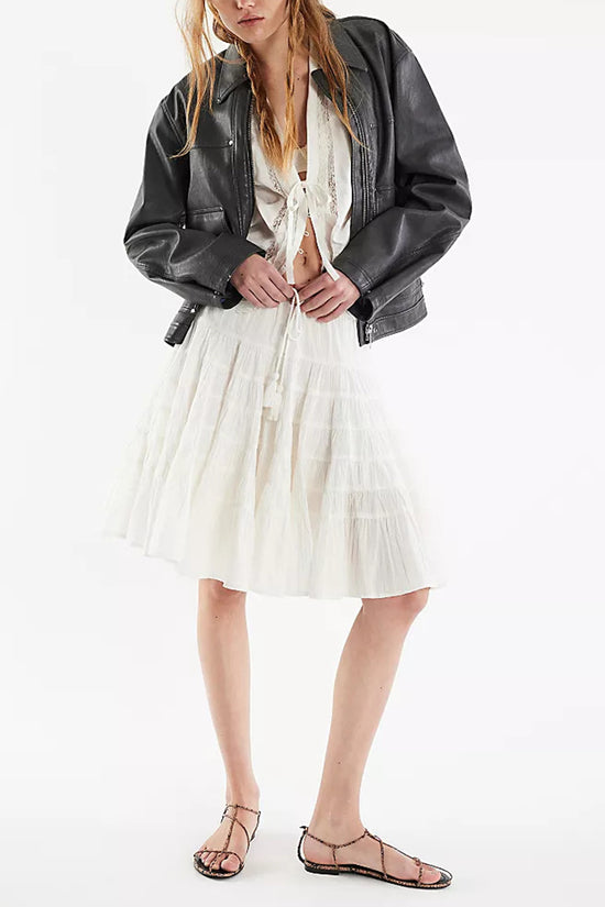 Ruffled Layered Midi Skirt