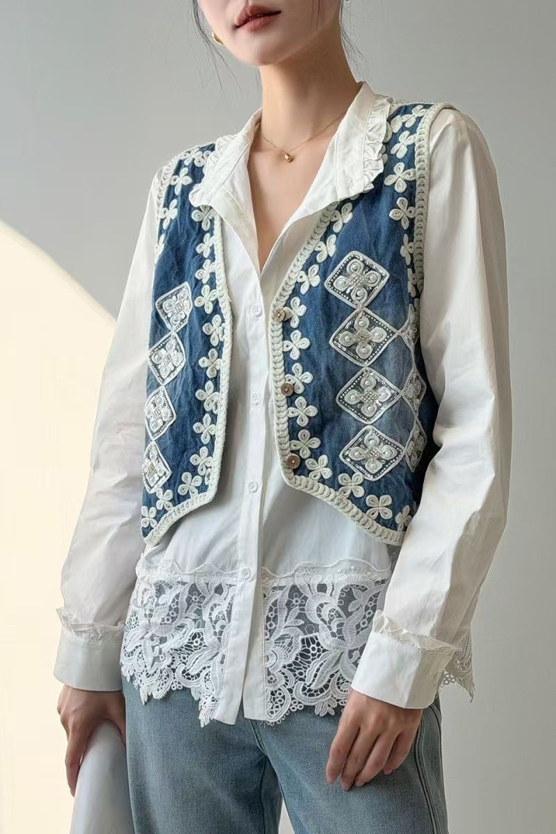 Floral Detailed Sleeveless Vest