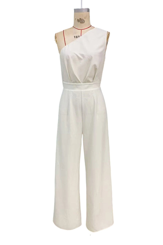 One-Shoulder Elegant Wide-Leg Jumpsuit