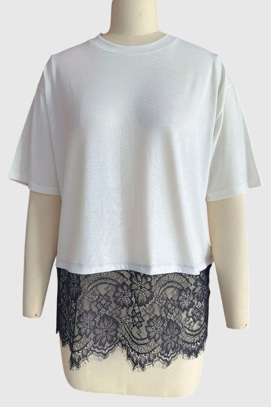 Lace Hem Short Sleeve T-Shirt