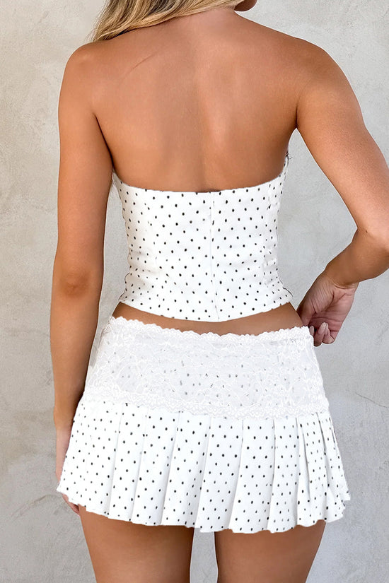 Strapless Polka Dot Lace Trim Set