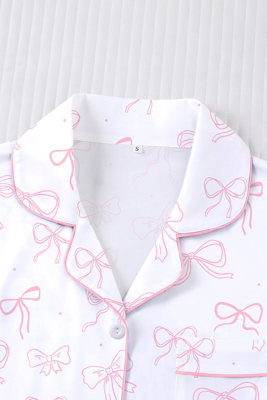 Bow Print Short Sleeve Loungewear Set