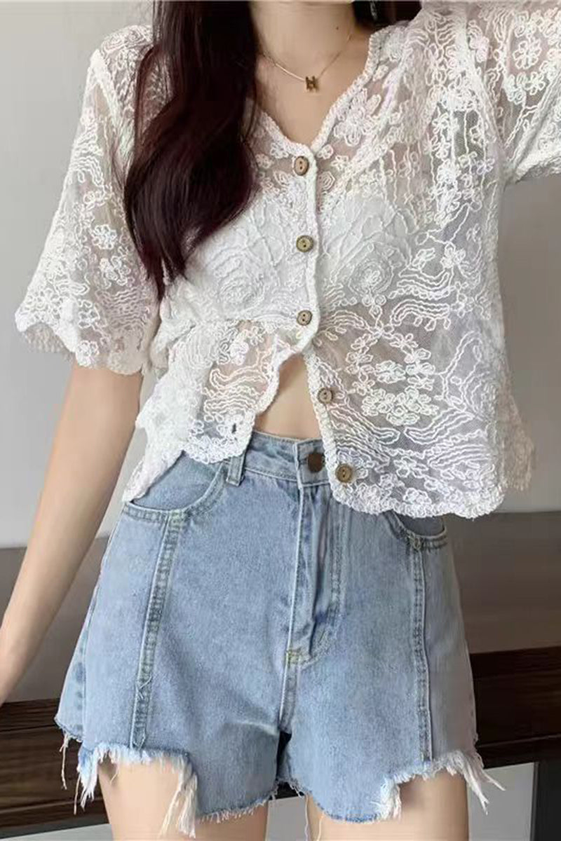 Elegant Floral Button-Up Blouse