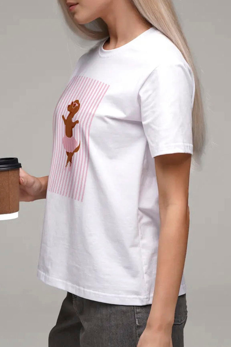 Stylish Ballerina Dog Graphic Tee
