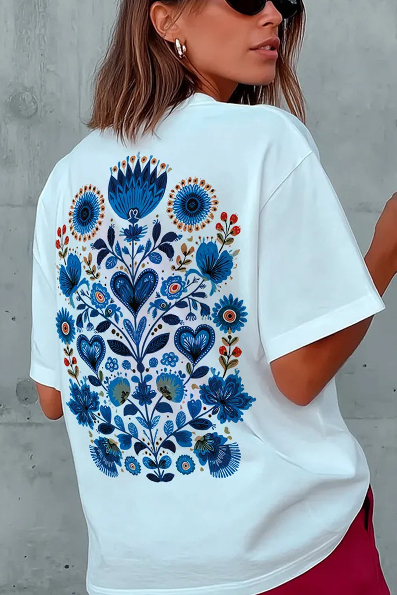 Floral Pattern Back T-Shirt