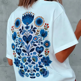 Floral Pattern Back T-Shirt