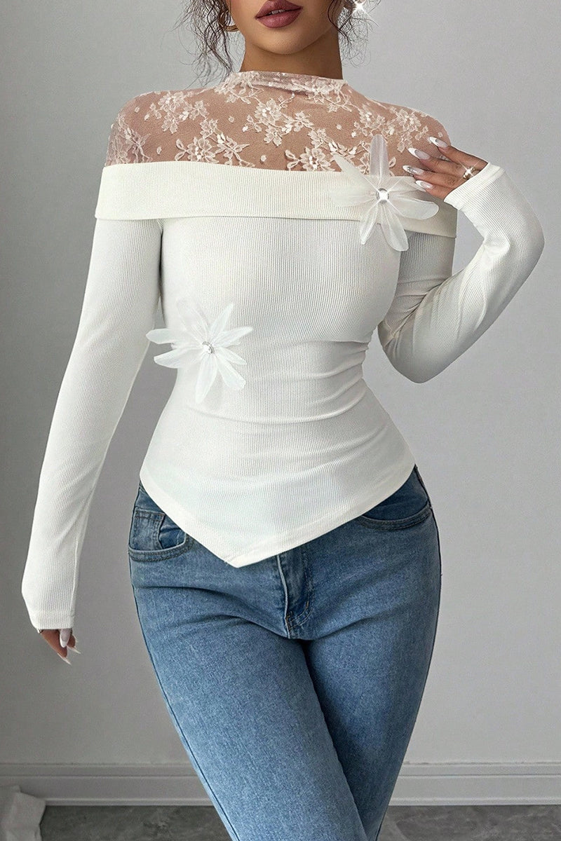 Floral Lace Off-Shoulder Bodycon Top