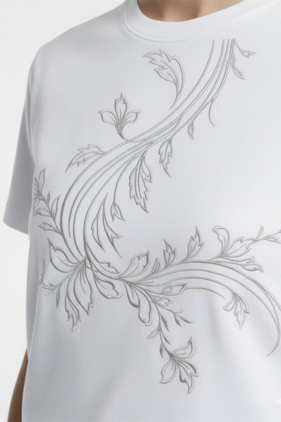 Flowing Vine Embroidered T-Shirt