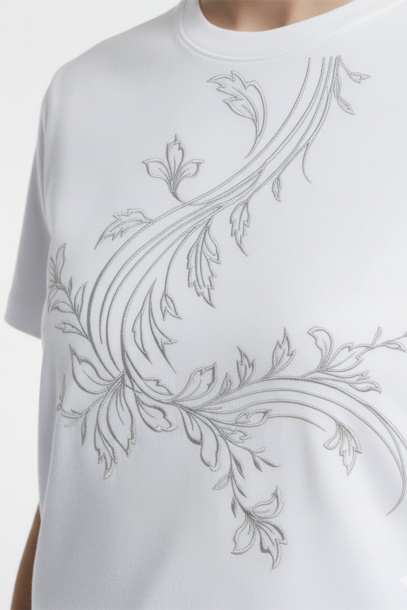 Flowing Vine Embroidered T-Shirt