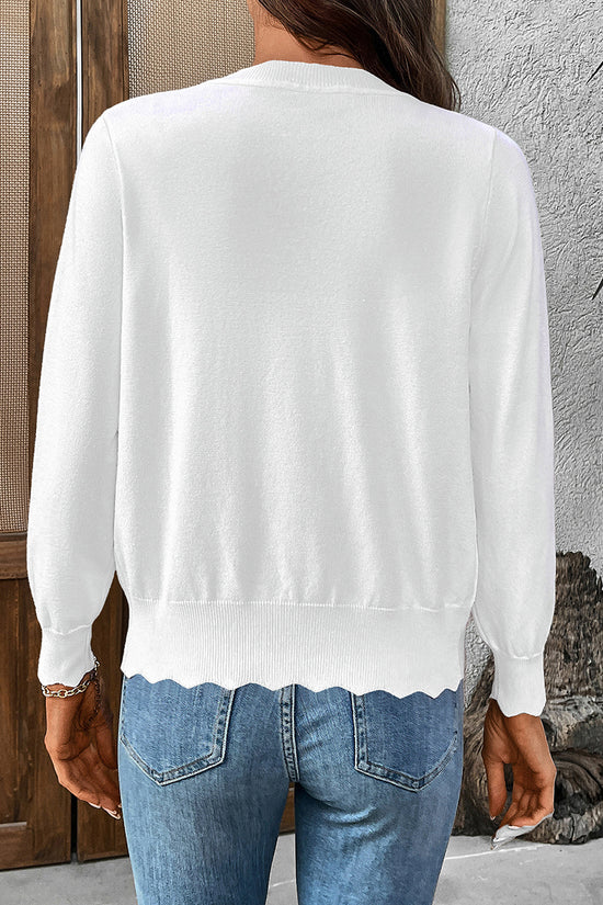 Scalloped Edge Button-Up Cardigan