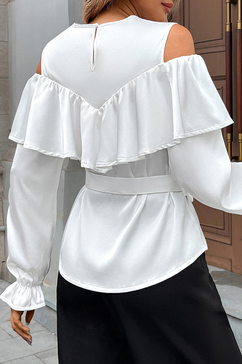 Ruffled Cold Shoulder Blouse